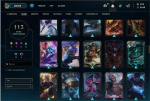 Conta unranked com 132 Champs e 113 Skins - League of Legends LOL