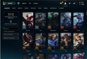 Conta unranked com 132 Champs e 113 Skins - League of Legends LOL