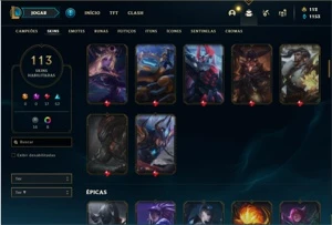 Conta unranked com 132 Champs e 113 Skins - League of Legends LOL
