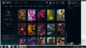 CONTA COM 90 SKINS E QUASE TODOS OS CHAMP - League of Legends LOL