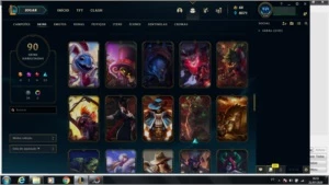 CONTA COM 90 SKINS E QUASE TODOS OS CHAMP - League of Legends LOL