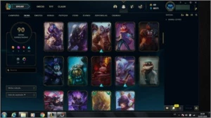 CONTA COM 90 SKINS E QUASE TODOS OS CHAMP - League of Legends LOL