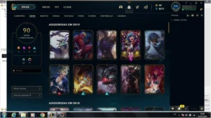 CONTA COM 90 SKINS E QUASE TODOS OS CHAMP - League of Legends LOL