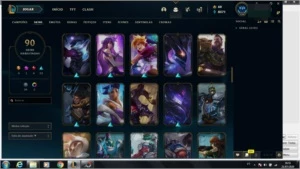 CONTA COM 90 SKINS E QUASE TODOS OS CHAMP - League of Legends LOL