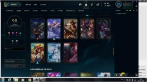 CONTA COM 90 SKINS E QUASE TODOS OS CHAMP - League of Legends LOL