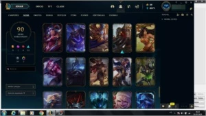 CONTA COM 90 SKINS E QUASE TODOS OS CHAMP - League of Legends LOL