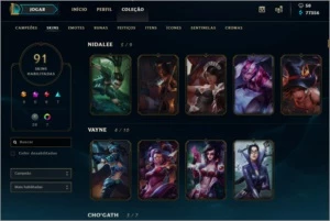 Conta D3, todos os campeões, 91 skin habilitadas - League of Legends LOL