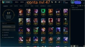 Conta de LOL nvl 47 com 56 champs e 10455 EA - League of Legends