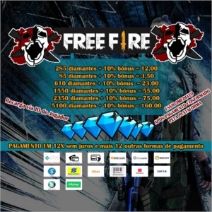 285 diamantes + 10% bônus - Free Fire