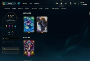 Conta LoL Ouro. Todos campeões 157 skins 120k EA - League of Legends