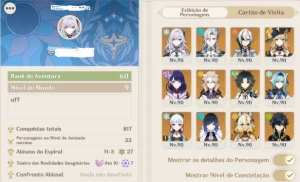 Conta Genshin AR60 (33 personagens 5 estrelas) Endgame! - Genshin Impact