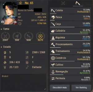 Kunoichi Lv 65, 280/279Pa, C/Email. Mt Boa, Porém Antiga. - Blade and Soul BaS