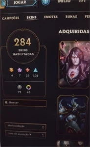 CONTA DE LEAGUE OF LEGENDS COM 284 SKINS E TODOS OS CAMPEÕES LOL