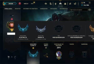 Platina 4 com 130 Champs e 97 Skins ( JG / MID / ADC ) - League of Legends LOL