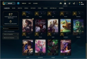 Conta platina 1 com 34 champs e 16 skins ( MAIN TOP / MID ) - League of Legends LOL