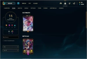 Conta platina 1 com 34 champs e 16 skins ( MAIN TOP / MID ) - League of Legends LOL