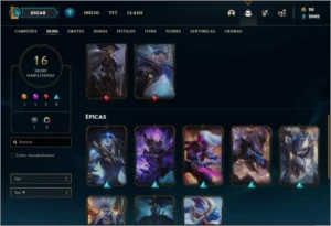 Conta platina 1 com 34 champs e 16 skins ( MAIN TOP / MID ) - League of Legends LOL