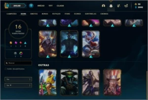 Conta platina 1 com 34 champs e 16 skins ( MAIN TOP / MID ) - League of Legends LOL
