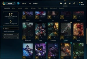 Conta platina 1 com 34 champs e 16 skins ( MAIN TOP / MID ) - League of Legends LOL