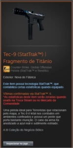 Tec-9 (StatTrak™) | Fragmento de Titânio - Counter Strike CS