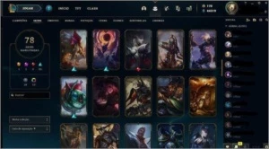Conta lol com 78 skins, prime todo mes, 106 camp e 170 rp - League of Legends