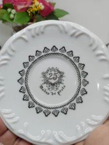 Par de Xícaras com Pires Bodas de Prata - 70 ml - Artesanato e Personalizados