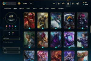 Prata 4 com TODOS os champs e 69 Skins + 500 RP - League of Legends LOL