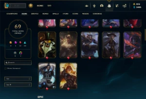 Prata 4 com TODOS os champs e 69 Skins + 500 RP - League of Legends LOL