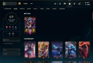 Prata 4 com TODOS os champs e 69 Skins + 500 RP - League of Legends LOL