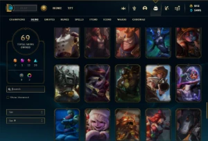Prata 4 com TODOS os champs e 69 Skins + 500 RP - League of Legends LOL