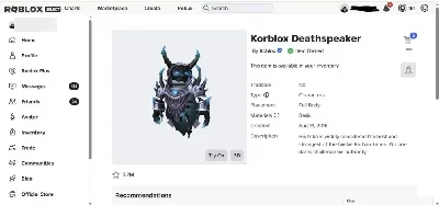 Conta De Roblox Com Korblox E + De 50Mil Robux Gastos