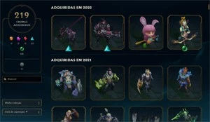 Conta diamante 4, 550 Skins, 60k EA, all champs, 2k RP - League of Legends LOL