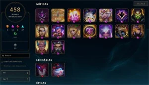 Conta diamante 4, 550 Skins, 60k EA, all champs, 2k RP - League of Legends LOL