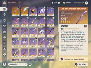 Conta Genshin : Raiden + Arma assinatura - Genshin Impact