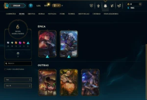 Unranked com 30 Champs e 6 Skins - League of Legends LOL