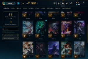 Unranked com 30 Champs e 6 Skins - League of Legends LOL