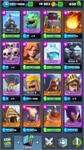 nível 8 com todas as cartas e 1 lendária nível 2 - Clash Royale