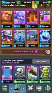 nível 8 com todas as cartas e 1 lendária nível 2 - Clash Royale