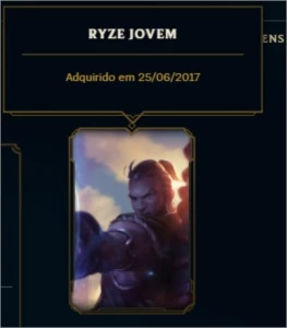 Conta PBE com RYZE jovem 200+ espólios de skin - League of Legends LOL