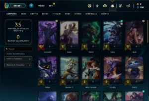 Conta ouro 1 com 100 PDL, 37 Champs e 5 Skins - League of Legends LOL