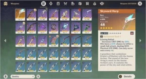 Conta Genshin Impact AR33 Raiden, Venti e Diluc