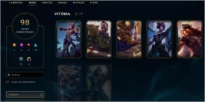 Conta c/todos os campeões e 98 skins (vitoriosas S3+) - League of Legends LOL