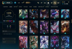 Unranked com 100 Champs e 109 Skins +2 Prestigios - League of Legends LOL