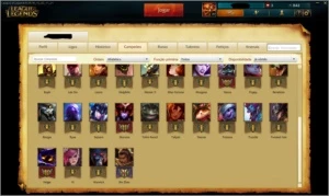 unranked - 34 campeões - 15 skins - smurf - League of Legends LOL
