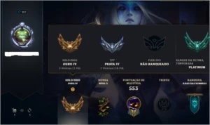 Conta LOL (PLAT 4 S11) com todos os campeões e varias skins - League of Legends