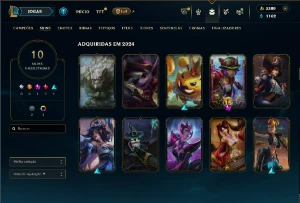 Ouro 1 com 45 Champs e 10 Skins + 3380 RP - League of Legends LOL