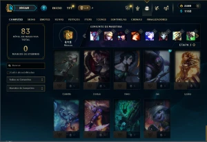 Ouro 1 com 45 Champs e 10 Skins + 3380 RP - League of Legends LOL