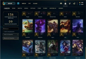 Conta ouro 4 com 44 Champs e 24 Skins - League of Legends LOL