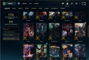 Conta ouro 4 com 44 Champs e 24 Skins - League of Legends LOL