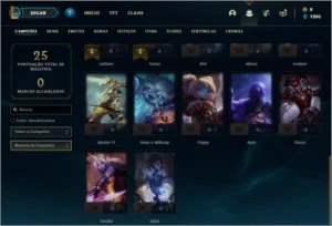Conta platina 4 com 27 champs e 11 Fragmentos de skins - League of Legends LOL